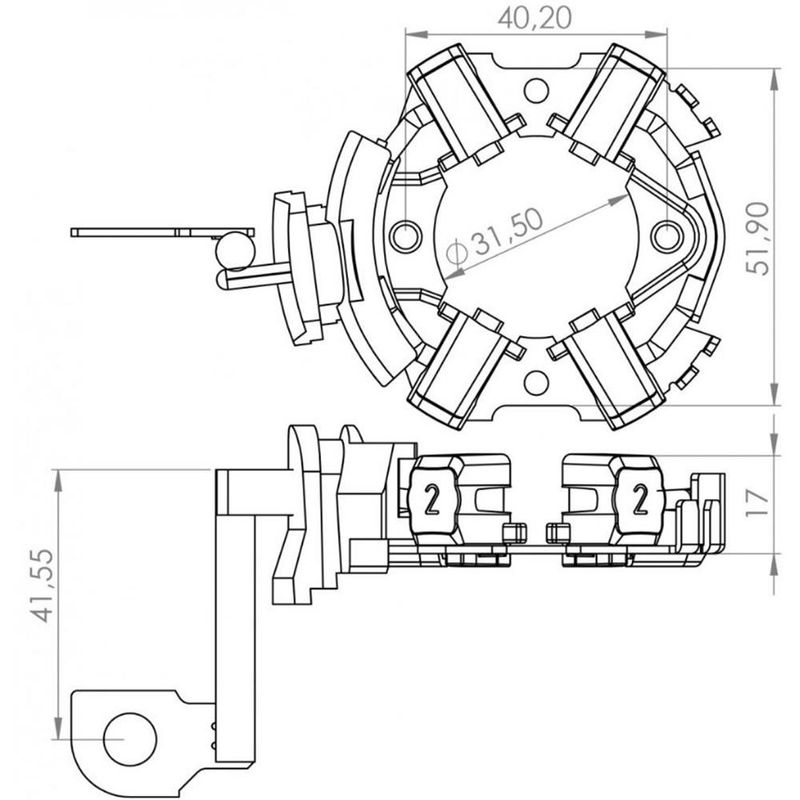 PORTA ESCOVA DO MOTOR DE PARTIDA 12V DB / LT UNIFAP - UF-1.256/4